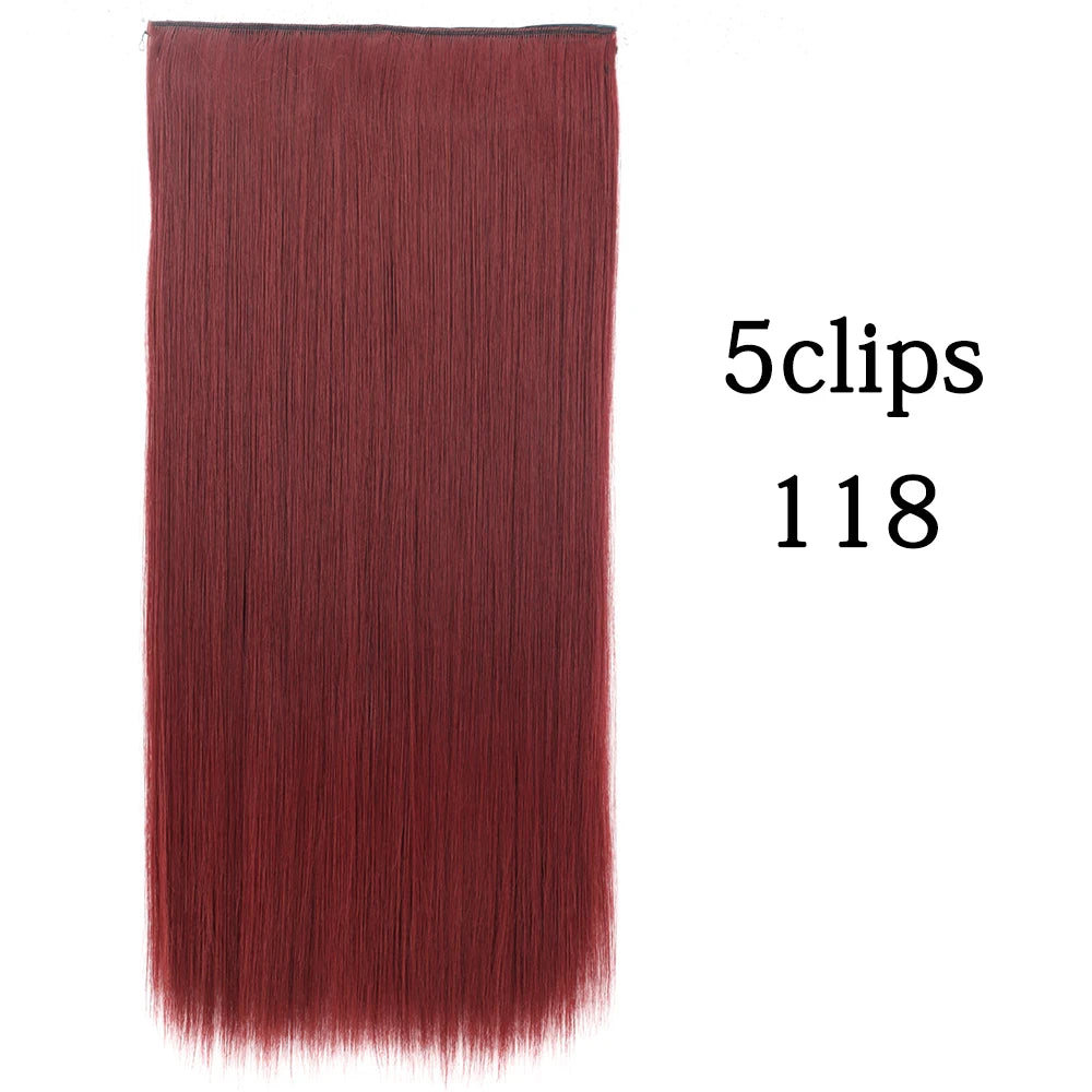 Synthetic 5 Clip In Hair Extensions Long Curly Hairstyle Hairpiece Natural Brown Black 80cm Heat Resistant  Fake Hair For Women