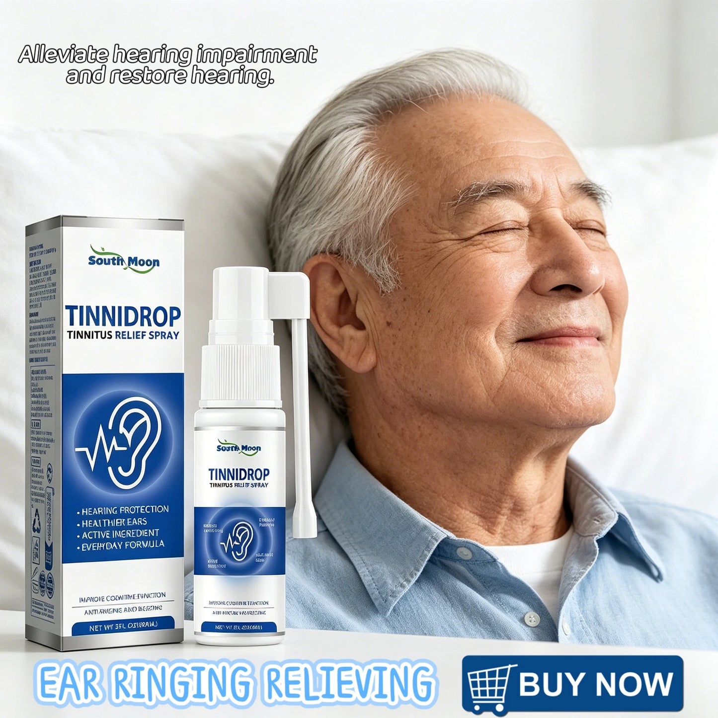 South Moon Tinnidrop Spray Hearing Protection Earwax Cleaning Itchy Earache Relief Ear Health Care Tinnitus Relief Spray 60ml