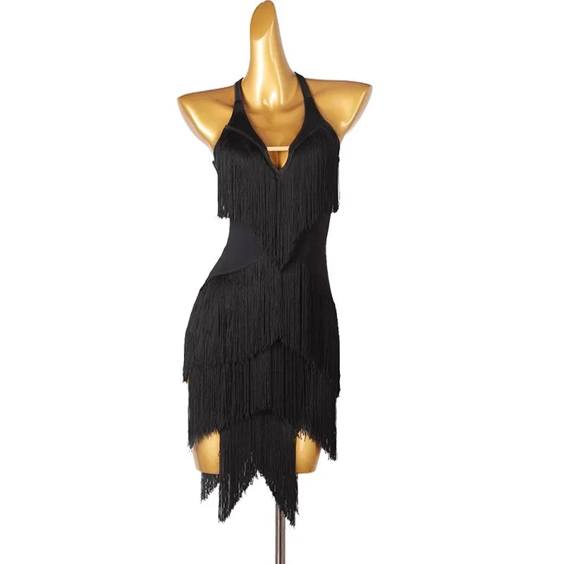 Women's tassel salsa Latin practice dress