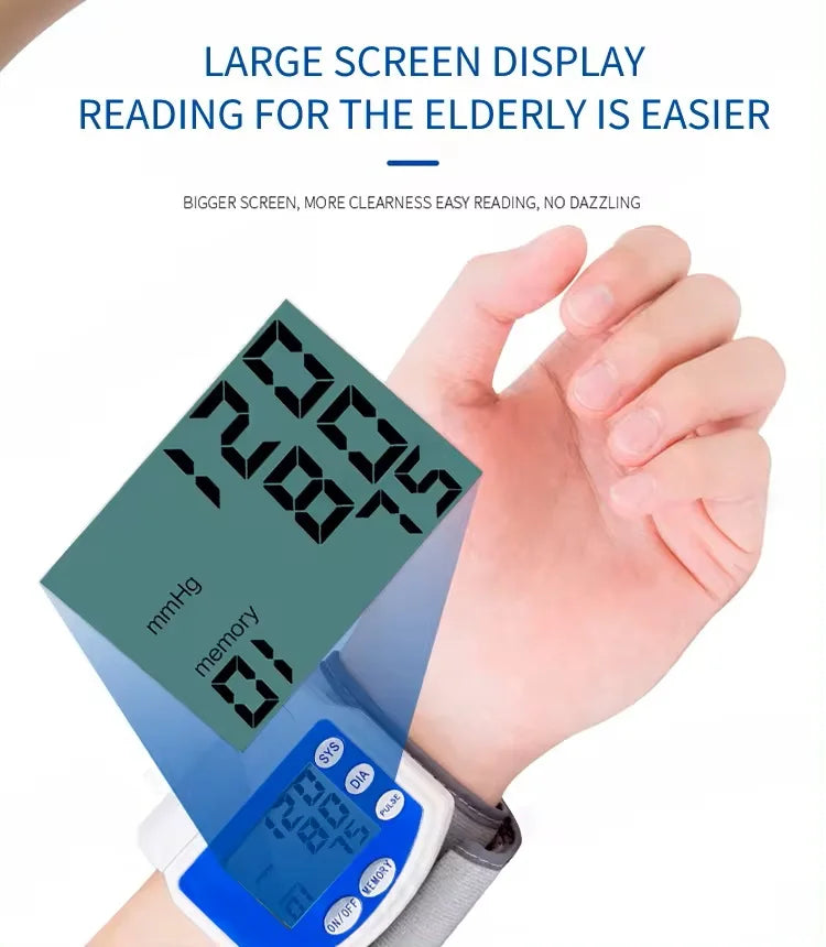 Blood Pressure Monitors for Home Use Rechargeable Wrist Digital BP Machine Cuff with LED Backlit Display, 2 Users with Carrying
