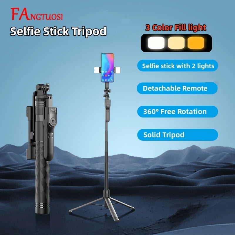 2025 New 1750mm Wireless Selfie Stick Tripod Stand Foldable Monopod With Led Light For Smartphones Balance Steady Shooting Live