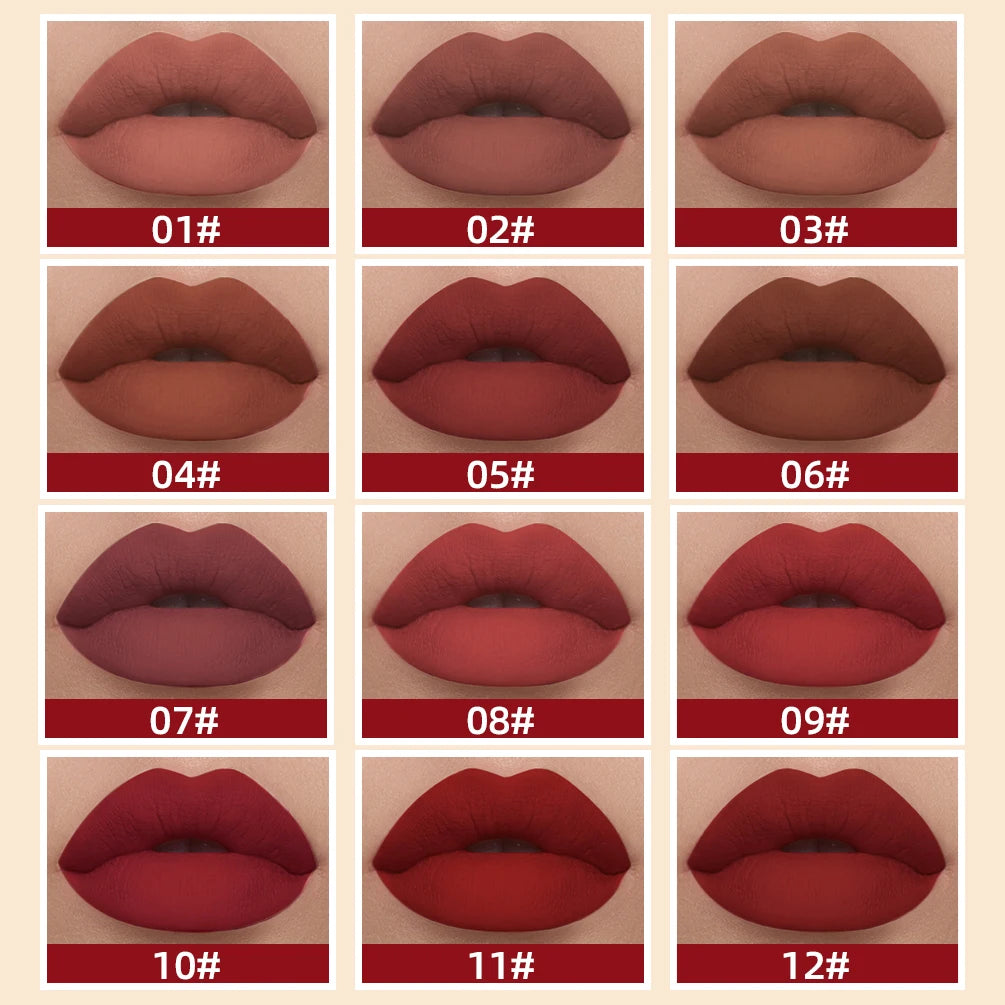 QIBEST Matte Liquid Lipstick Waterproof Long Lasting Velvet Lip Gloss Tint Tube Matte Nude Pigment Red Lipgloss Lips Makeup