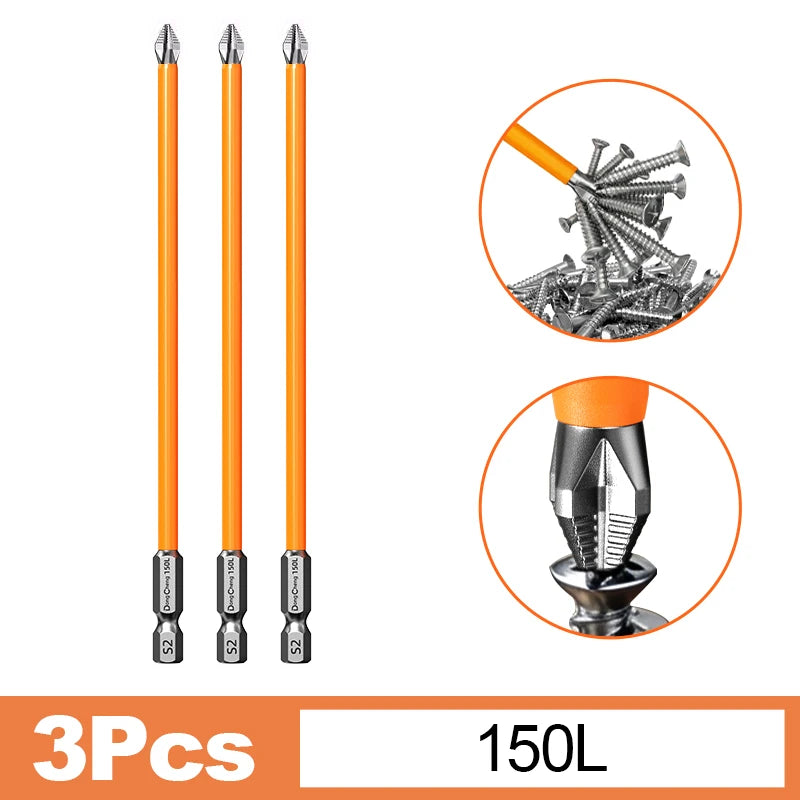 Anti Slip bits Magnetic Screwdriver bit Set S2 Alloy Steel Impact Resistance Hex Shank Alloy Steel Bits Suitable for Power Tools
