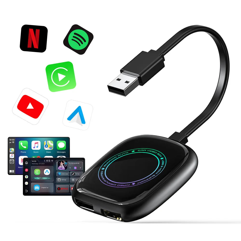 2 in 1 Wired to Wireless Carplay Android Auto Mini Box Dongle Wireless Carplay Adapter For Apple iPhone Android Phone Car play