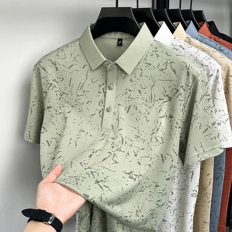 Men's Modern Polo Tee - Printed Pattern, Slim Fit Daily Style