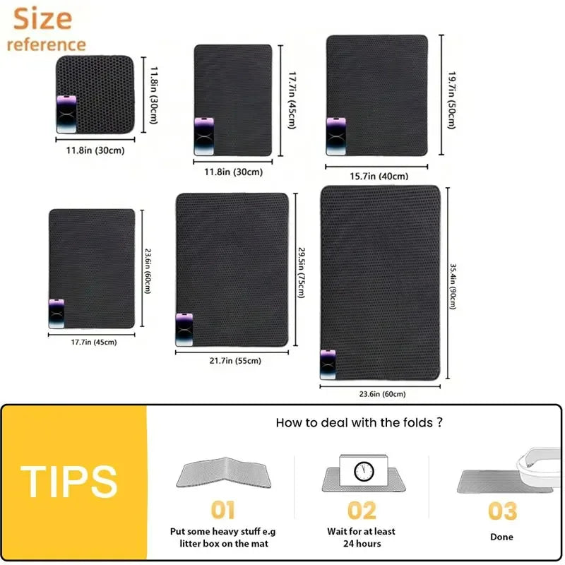 Double-layer large cat litter mat, an anti-splash mat for cat litter boxes, a filtering mat and sand leakage mat, a cat product