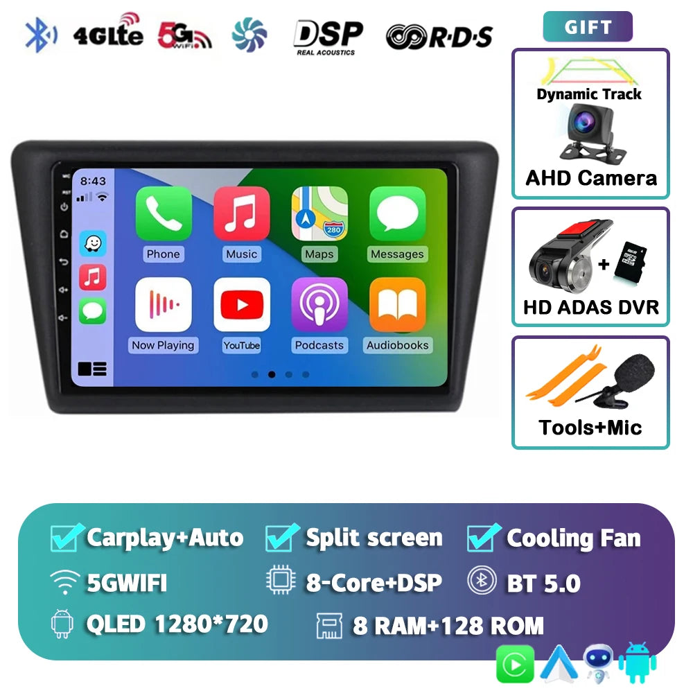 Android 16 Carplay Car Radio For VW Skoda Rapid 2013 2014 2015 2016 2017 2018 2019 Seat Toledo 2015 - 2018 GPS Multimedia Stereo