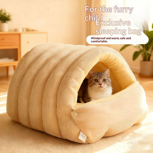 Heated Cat House Bed - Removable Cover, Waterproof