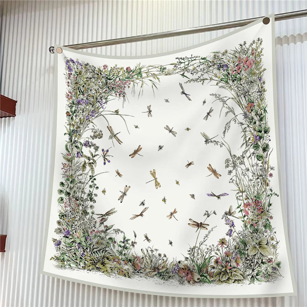90cm Elegant Floral Silk Scarf for Women - Versatile Fashion Accessory