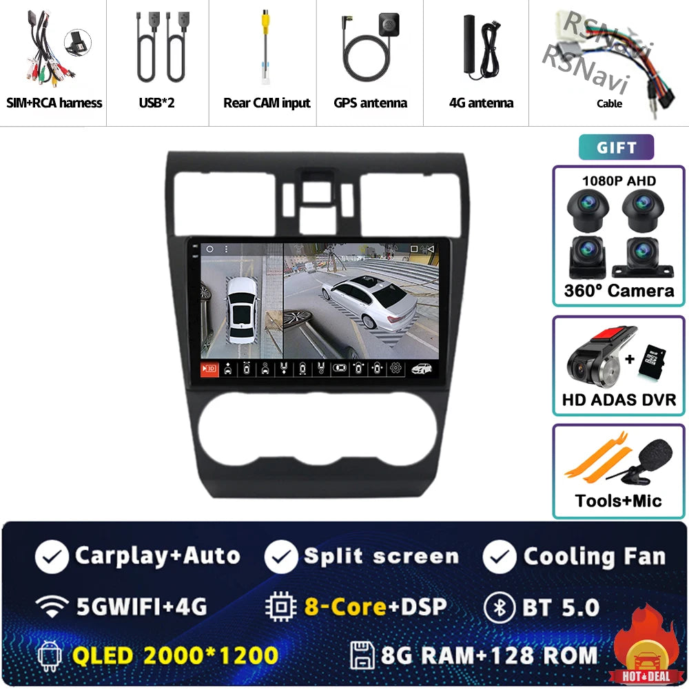 Android 16 For Subaru Forester WRX XV 2012 - 2018 2K QLED Stereo Car Radio Multimedia Video Player GPS 4G CarPlay