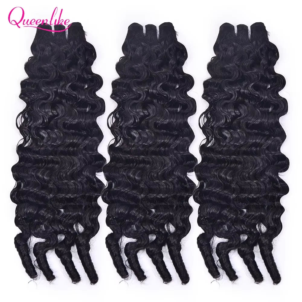 Queenlike Burmese Curly Raw Human Hair Bundles 15A Double Drawn 1/3/4 Bundles Pixie Curly Bundles Human Hair Ocean Spiral Curly