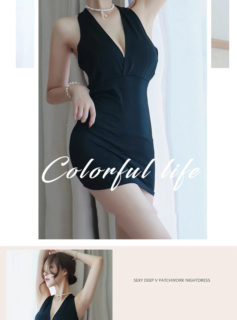 Summer Deep V backless Dress Women sexy uniform seductive nightclub attire secretary attire OL attire clothes Woman party dress