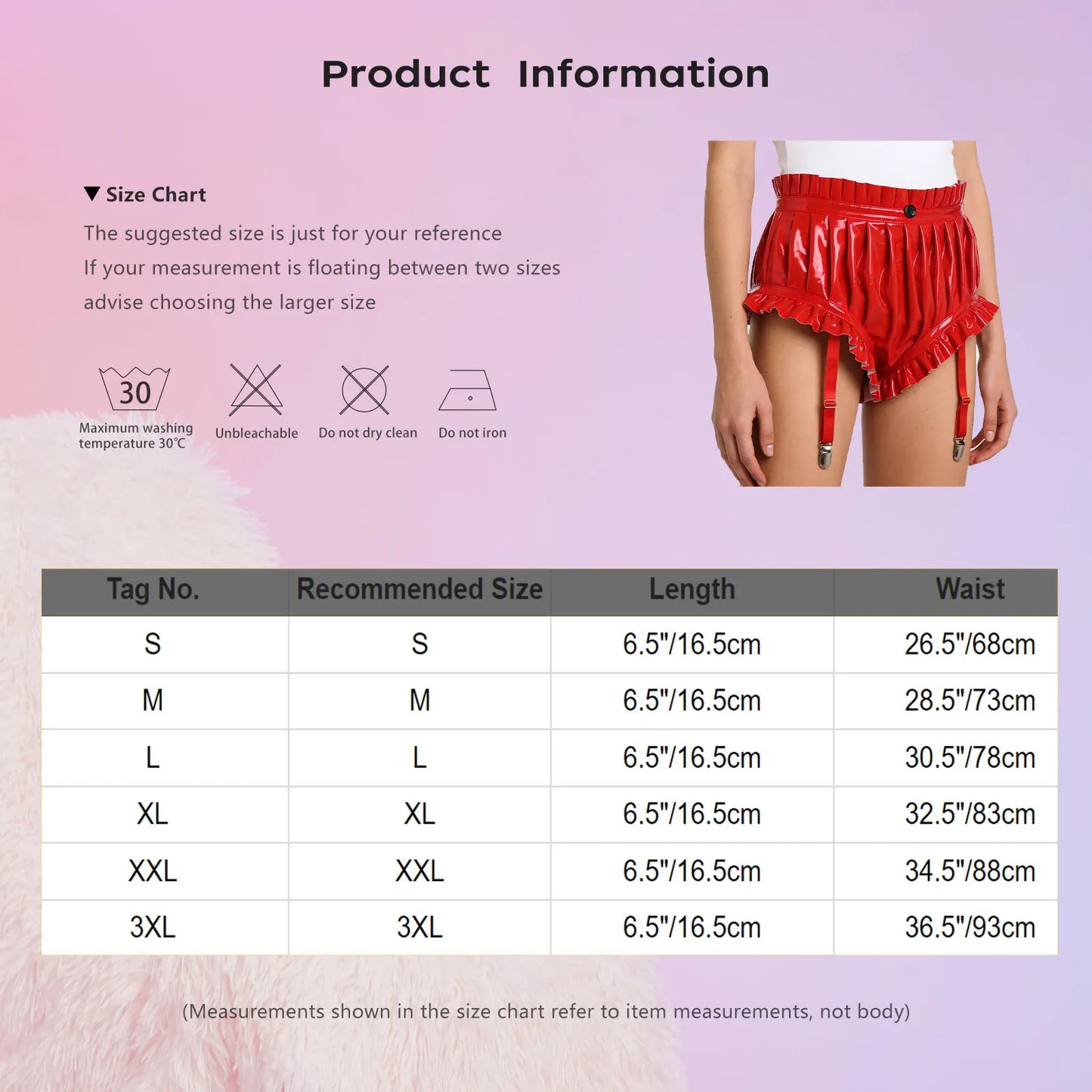 Womens Wet Look Lingerie Latex Shorts Patent Leather Ruffle Trim with Garter Clips Ruched Bloomer Shorts Glossy Rave Clubwear
