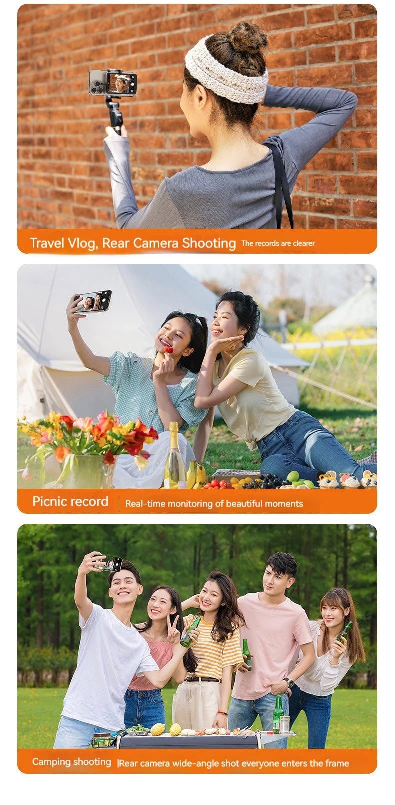 Magnetic Phone Selfie Monitor Screen,For IPhone And Android Smartphones Rear Camera For Real-time Selfie Video Streaming