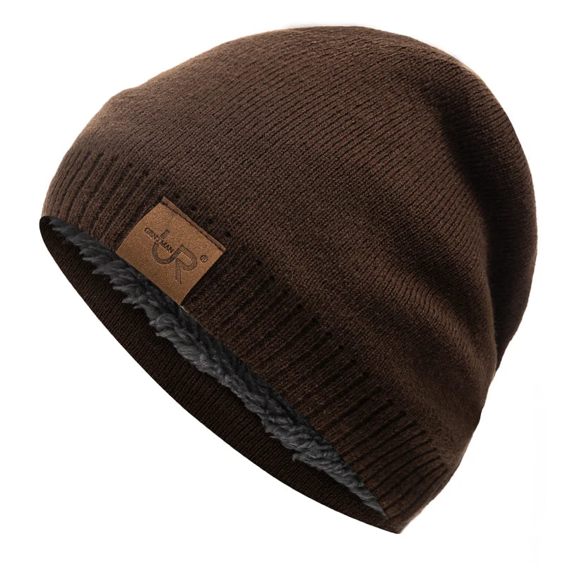 Fleece-Lined Knit Beanie, Unisex Winter Hat