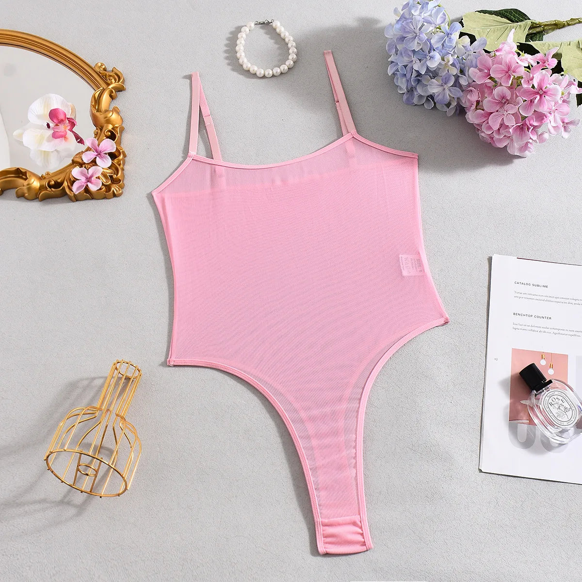 Women's sheer mesh fitted bodysuit — view 15 of 20