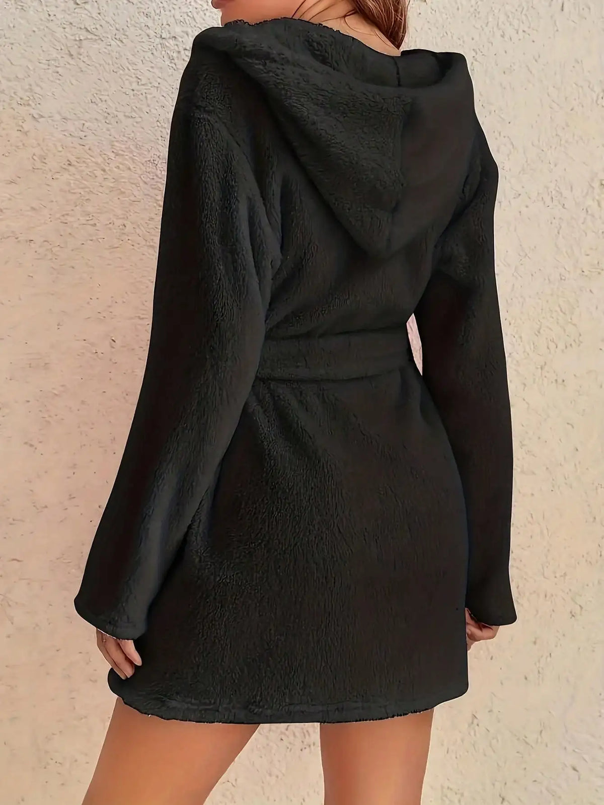 Women's Hooded Fleece Robe with Belt