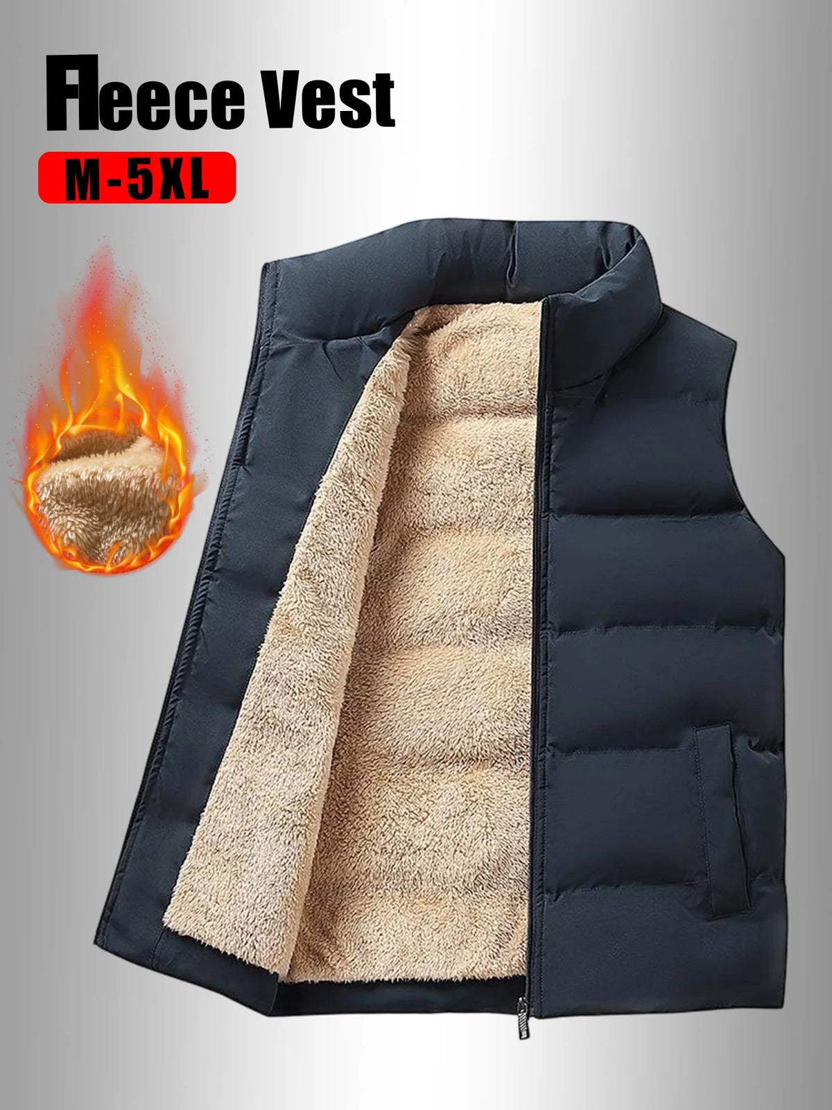 Men's Sleeveless Puffer Vest - Solid Color Padded Winter Waistcoat - photo 6