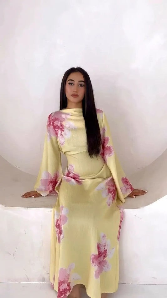 Elegant Floral Abaya Dress for Women - Modest Kaftan Gown - photo 6