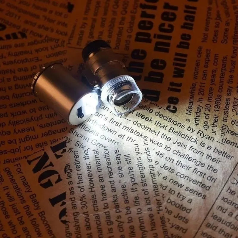 Mini 60X Microscope LED Jewelry Loupe UV Currency Detector Portable Magnifier Magnifying Eye Lens Magnifying Glass Loupe