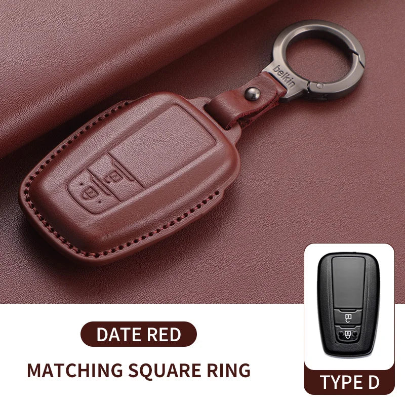 New Leather Car Remote Key Case Cover Shell For Toyota Prius Camry Corolla Avalon CHR RAV4 Land Cruiser Prado Keyless Key Fob