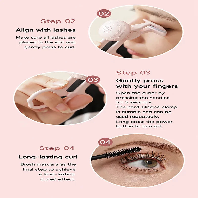 Eyelash Curler, Rechargeable Electric Eyelash Curler, Electric Heated Eyelash Curler for Long-Lasting Curling and Shaping