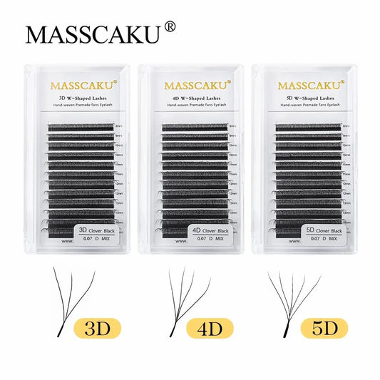 MASSCAKU W-Shape Pre-Made Fan Lashes for Volume Lash Extensions