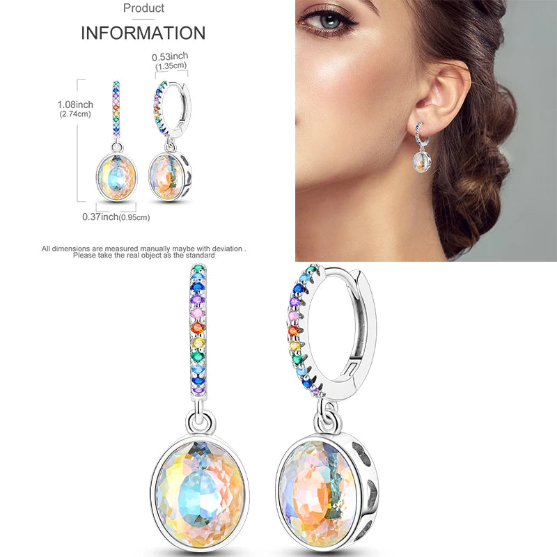 Sparkling Gold Woman Hoop Earrings 925 Sterling Silver Butterfly Colored Zirconium Earrings for Women Jewelry Anniversary Gift