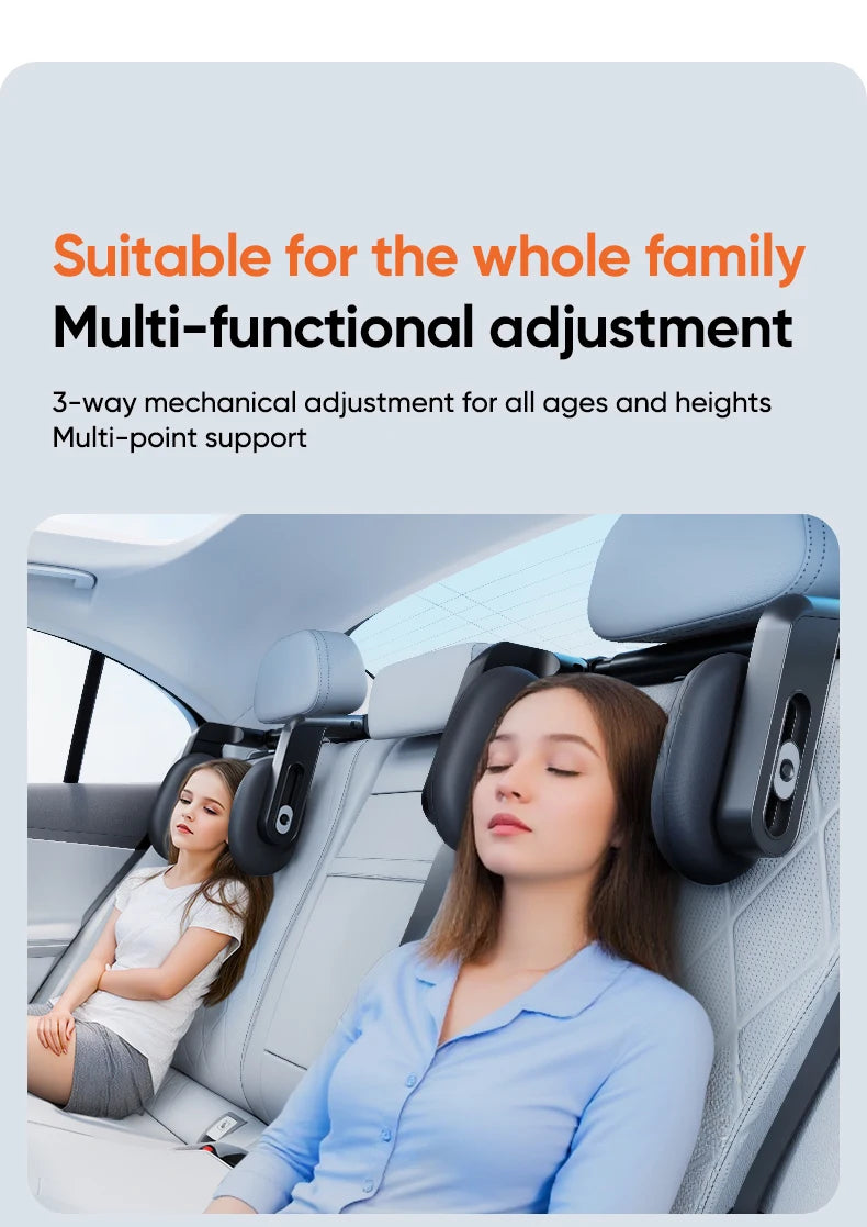 360° Adjustable Memory Foam Car Headrest Pillow Ice-silk Fabric Kids Adult Car Travel Head Neck Support Relieve Fatigue