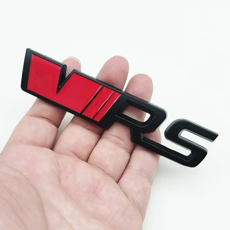 3d Metal RS Logo VRS Car Front Grill Emblem Rear Trunk Badge for Skoda VRS Octavia 1 2 3 Rapid Kodiaq Karoq Fabia Kamiq Superb
