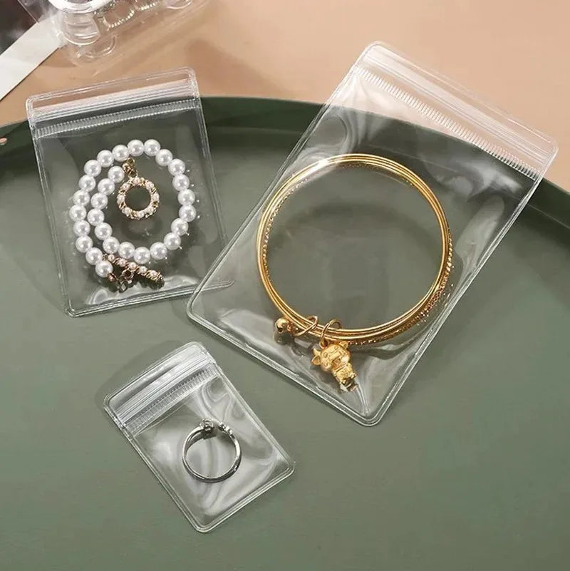 Wholesale PVC Self Sealed Bags for Jewelry Earrings Necklace Rings Storage Package Bag Organizer Dust-proof Anti-oxidation Pouch