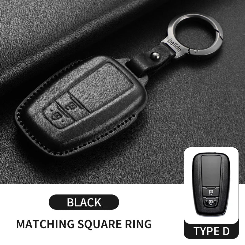 New Leather Car Remote Key Case Cover Shell For Toyota Prius Camry Corolla Avalon CHR RAV4 Land Cruiser Prado Keyless Key Fob