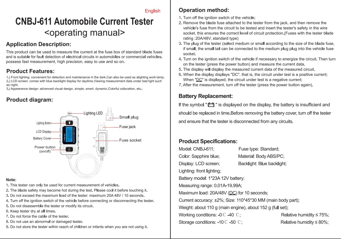2026 Automotive current tester Truck Voltage Circuit Tester Power Probe LED Digital Display Auto Repair Tool car