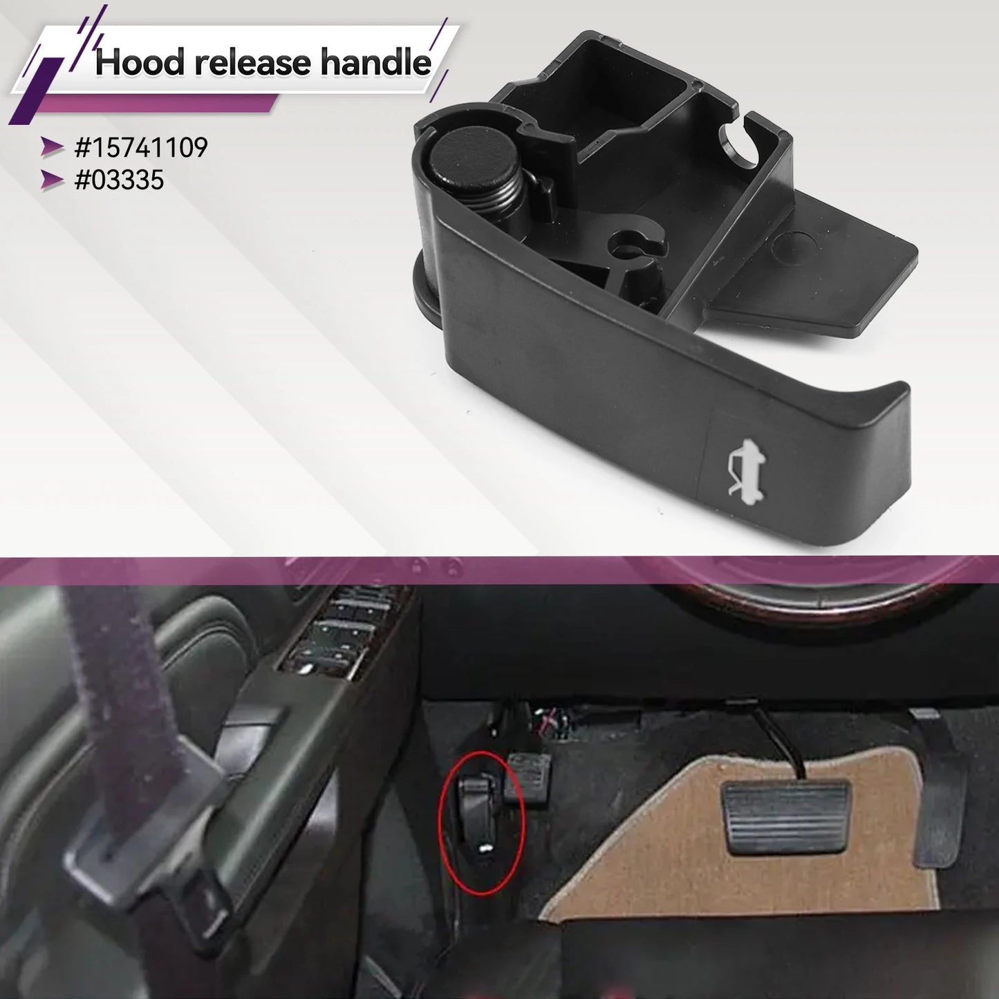 Auto Car Hood Latch Release Pull Handle for Chevrolet Silverado Tahoe GMC Sierra Yukon Cadillac C3500 C1500 K2500 K1500 15741109