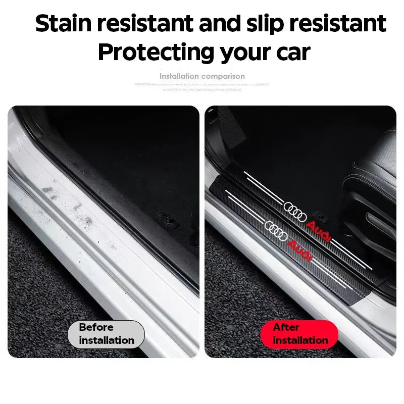 Audi Carbon Fiber Car Door Sill Protector Stickers