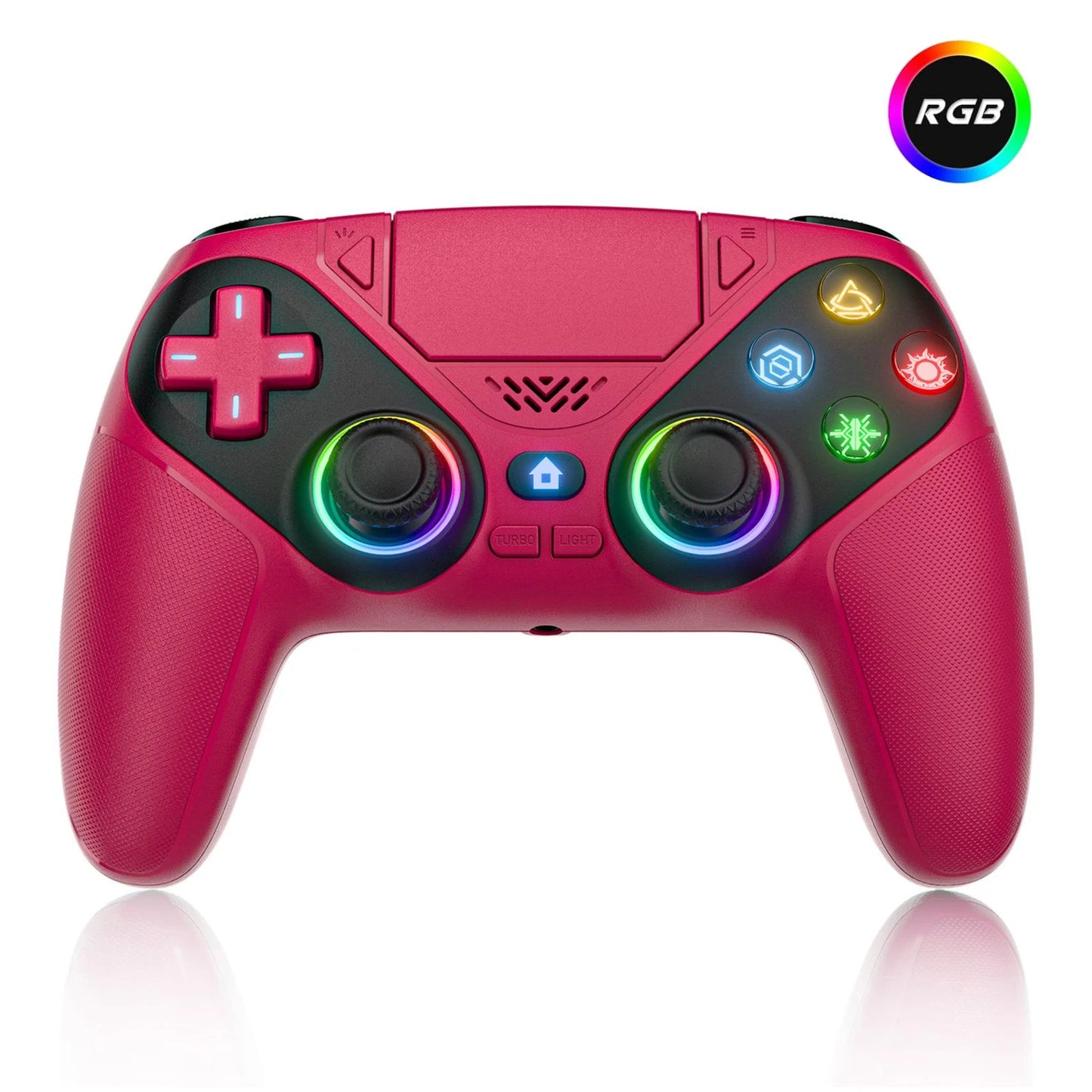 RGB Wireless Controller for Playstation5/PS5 Pro/Slim/PC,Dual Vibration Marco/Turbo Func Gamepads 3.5mm Audio Jack Game Joystick