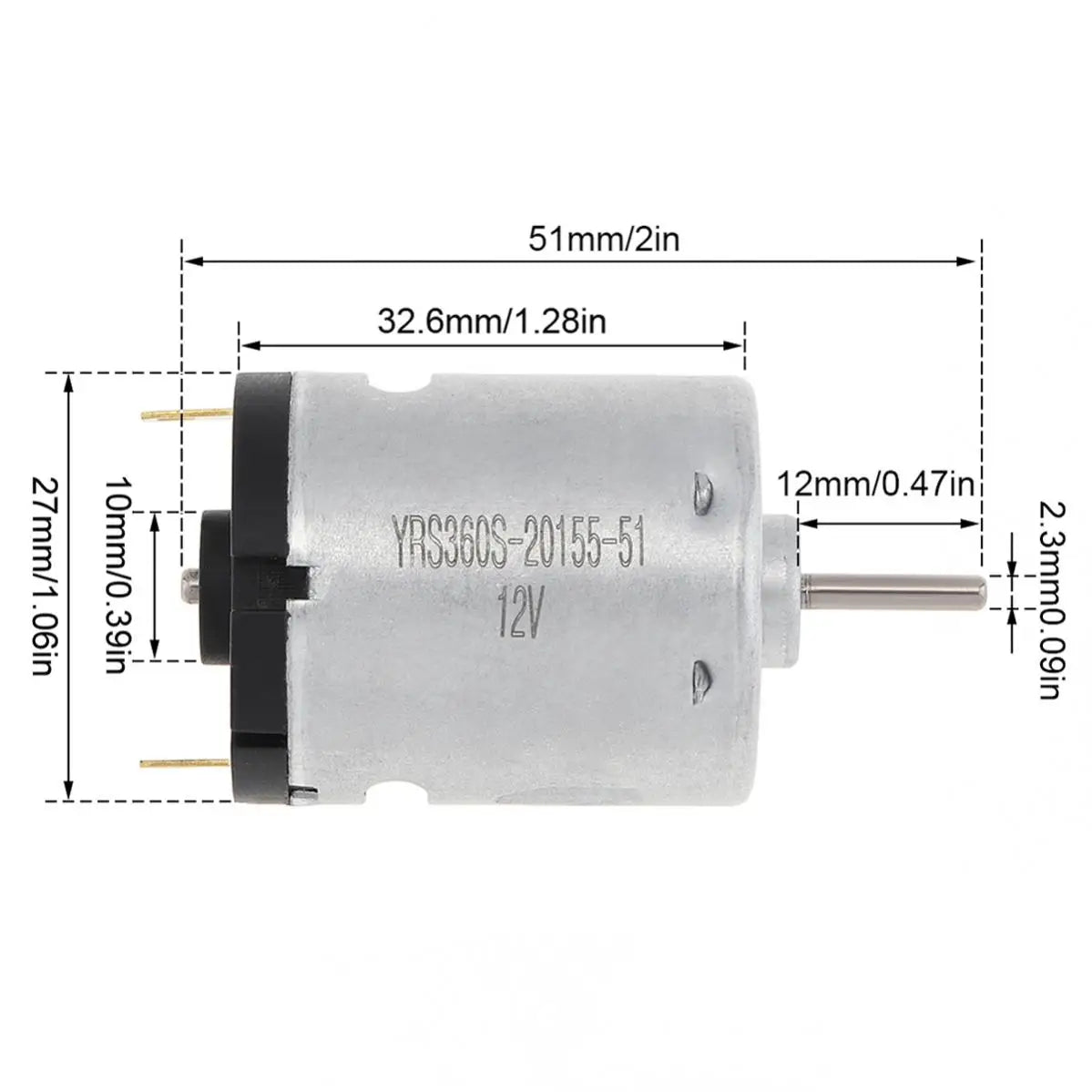 RS360 12V DC Motor 12000RPM High Speed Carbon Brush Micro Motors for DIY Toy Hair Dryer Electric Fans,Engine Electric Toothbrush
