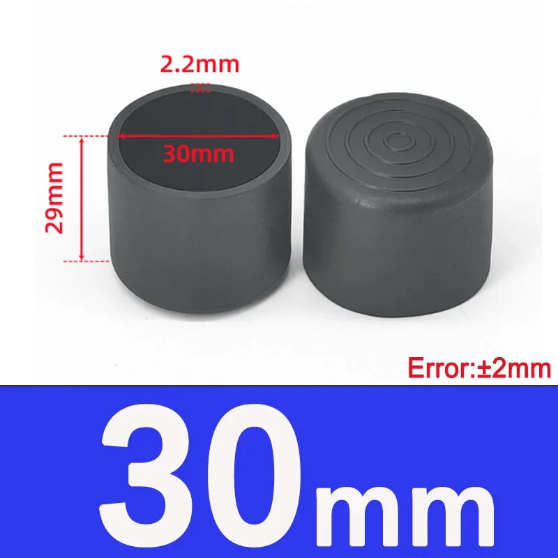 1-20Pcs Round Black PVC Soft Rubber Pipe Sleeve Tube Cap Table Chair Foot Pad Protective Cover 6 8 10 12 14 16 20 22 25 28-100mm