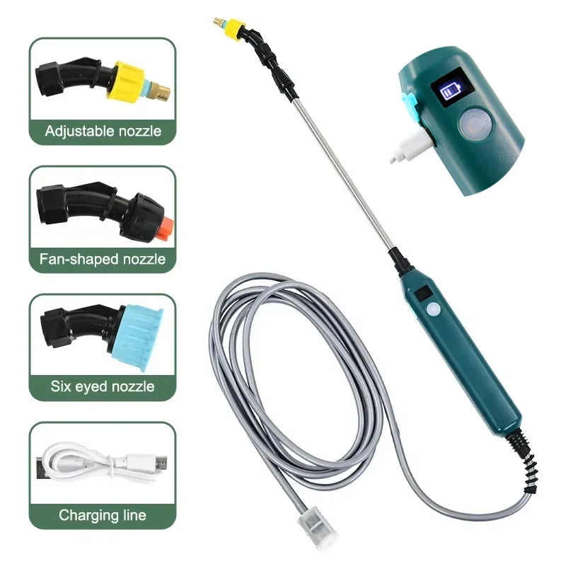 2400mAh High Pressure Electric Garden Sprayer Portable Plant Watering Tool With 3 Mist Nozzles For Lawn Crop Irrigation