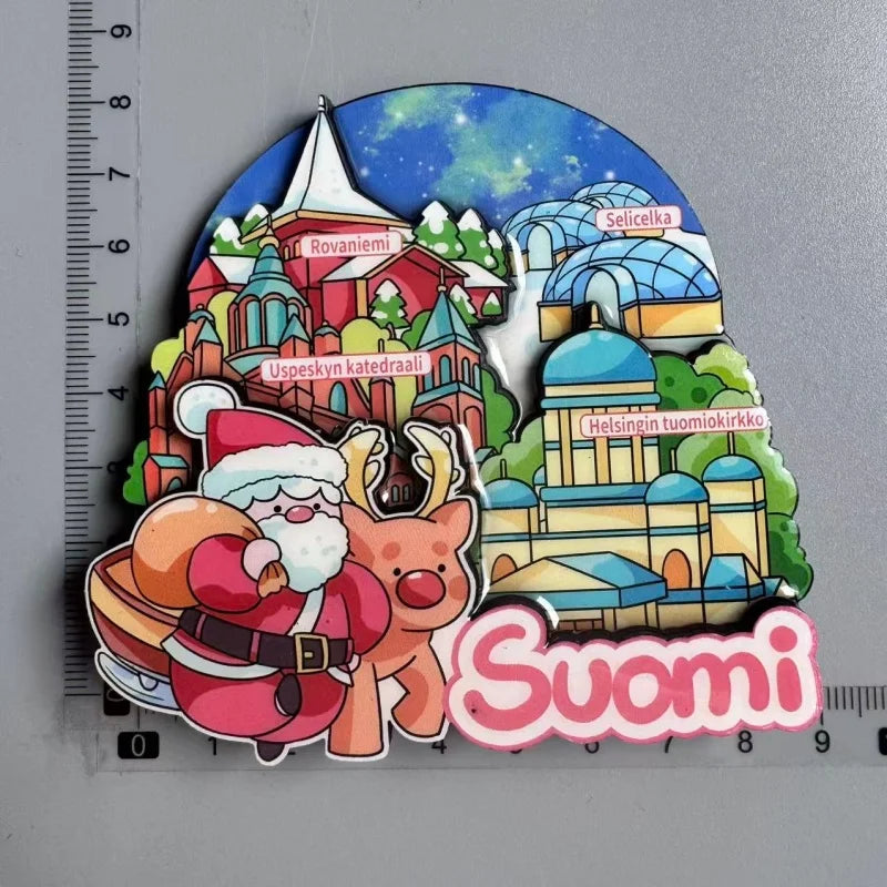 Finland Tourist Souvenir Fridge Magnets Helsinki Bengtskar Turku Cathedral Suomi Lapland Aurora Moose Finnish Reindeer HomeDecor