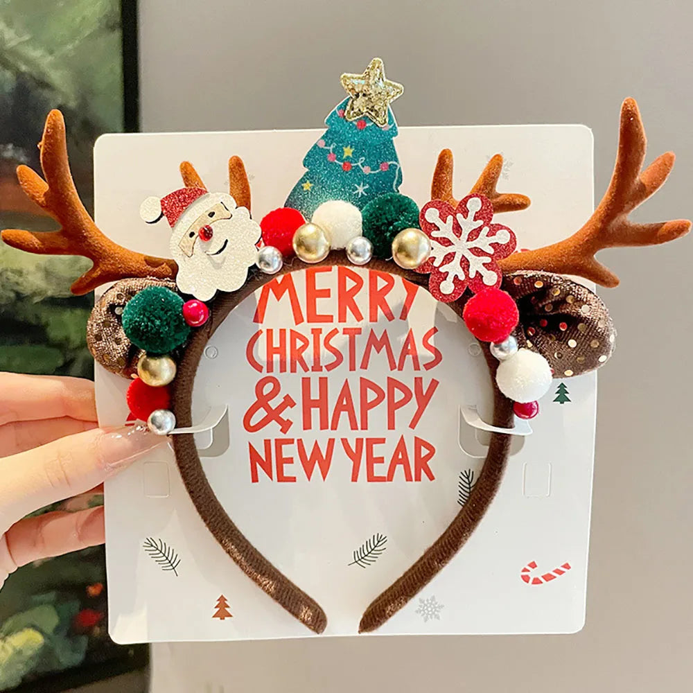 Christmas Decoration Hairband Cute Antler Santa Claus Snowflakes Christmas Eve Headwear Fashion New Year Party Hair Accessories