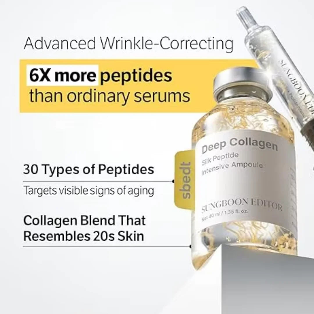 Collagen Ampoule Essence Liquid Set - Needle Type Firming Anti Wrinkle Line Sculpture Skin Care Moisturizing Repair Serum 40ml