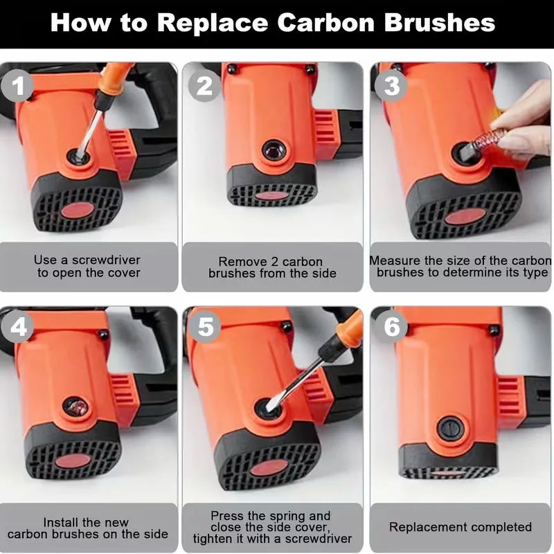 30-Piece Carbon Brush Set, 10 Models, 3Pcs of Each Model. Carbon Brushes Are Suitable for Various Types of Electric Tools Such as Electric Hammers, Angle Grinders, Circular Saws, Etc. for Repair and Replacement Parts