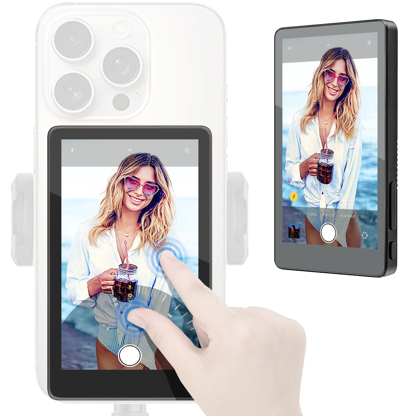 Wireless Magnetic Selfie Monitor – 4" Touchscreen with Bluetooth & Screen Mirroring for Vlogging & Live Streaming