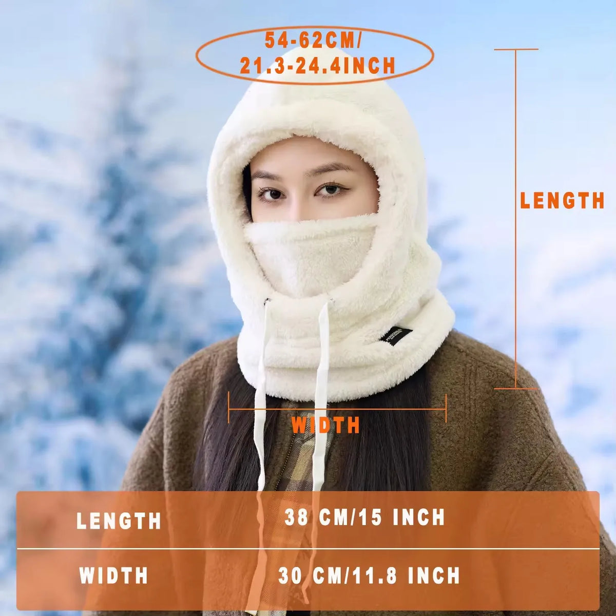 Fleece Balaclava Ski Hood, Windproof Face Cover
