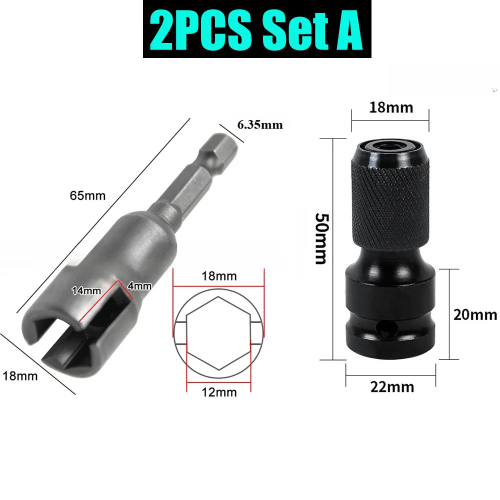 80/65mm 1/4” Hex Shank Wing Nut Driver Set Slot Wing Nuts Drill Bit Socket Wrenches Powerful Socket Inner Hexagonal Wrench