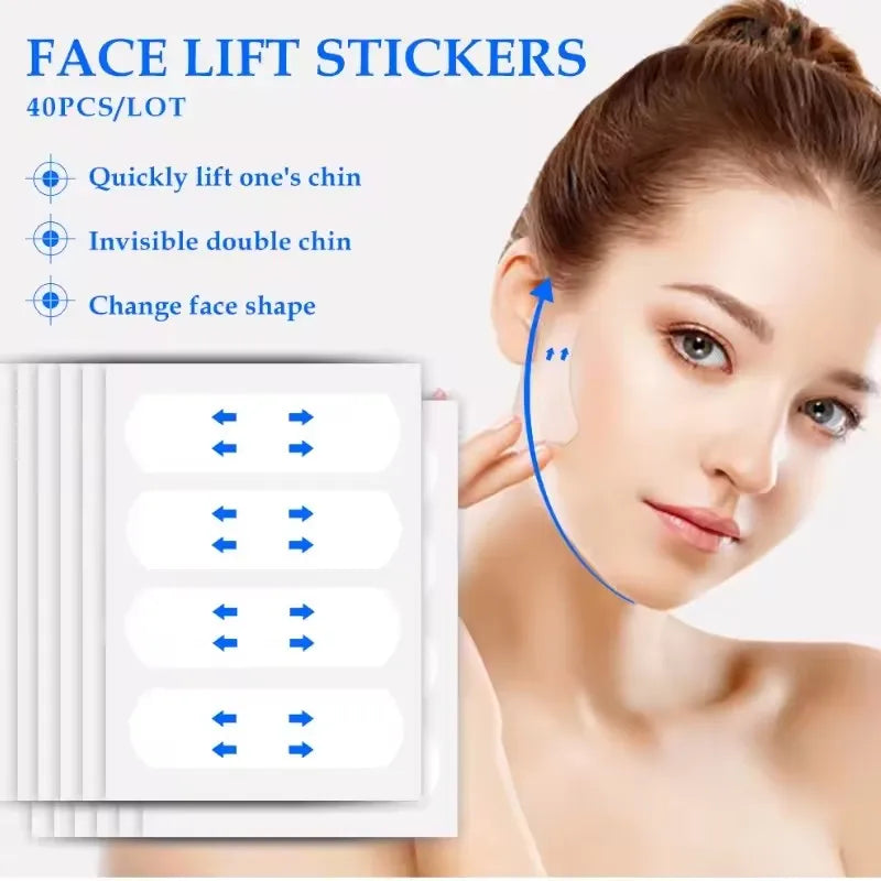 40/120PCS V-Shape Face Wrinkle Sagging Skin Adhesive Tape Lifting Face Stickers Invisible Transparent Thin Face Patche Lift Tool