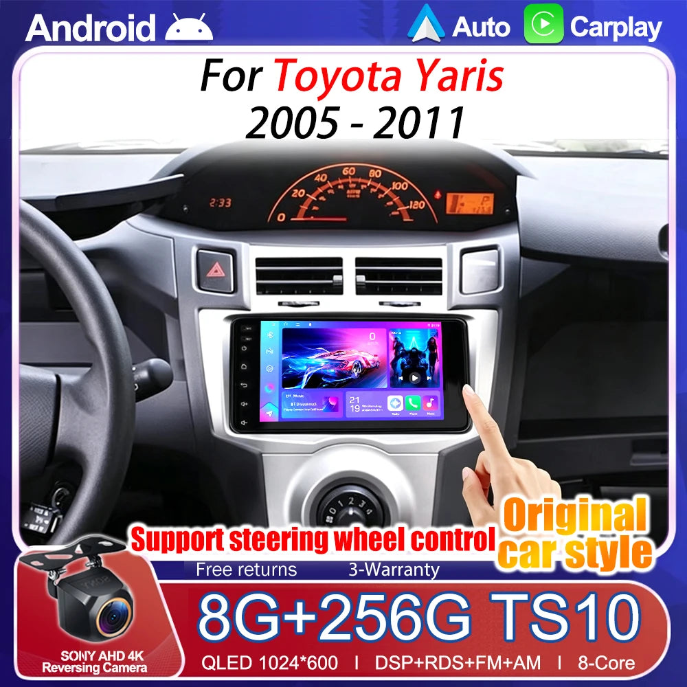 7" Android 16 Car Radio GPS Player For Toyota Yaris 2005 2006 2007 2008 2009 2010 2011 Stereo CarPlay Autoradio Video Bluetooth