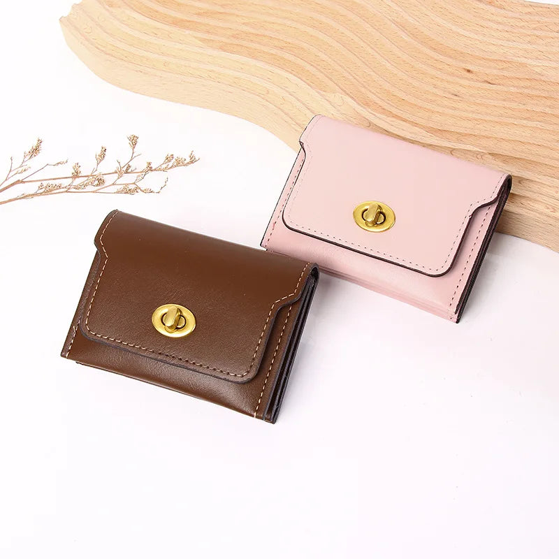 Women's Fashion Short PU Leather Wallet – Slim Coin & Card Holder Purse