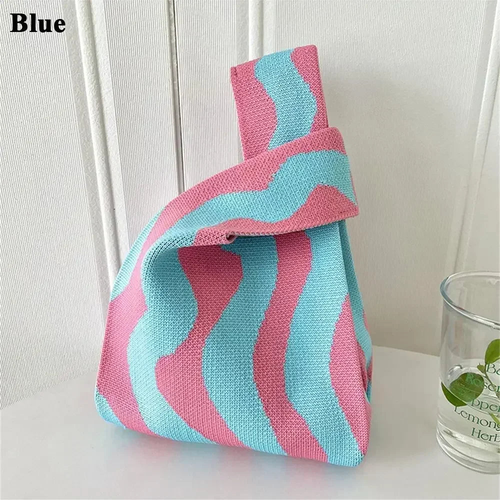 Cat Knit Handbag Fashion Knit Handmade Shopping Bags High-capacity Knot Wrist Bag Girls